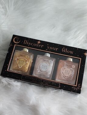 Pink Sky Shimmering Body Oil Set Of3:Gold Dust, Moon Dance, Wild Rose NWT Sealed